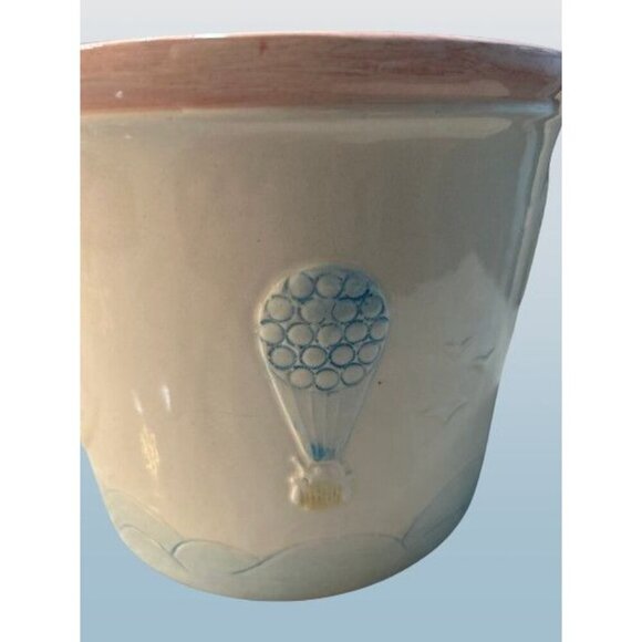 Made in Italy High-gloss Ceramic Planter with Air Balloons & Birds 8 1/4" - Picture 3 of 10